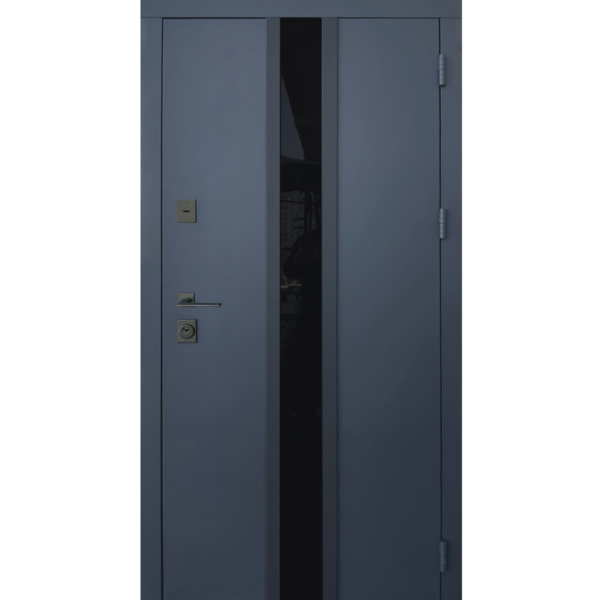 Вхідні двері Qdoors Стріт Елегант (метал Антрацит7021 фарба/декор лакобель МДФ біла шагрень)