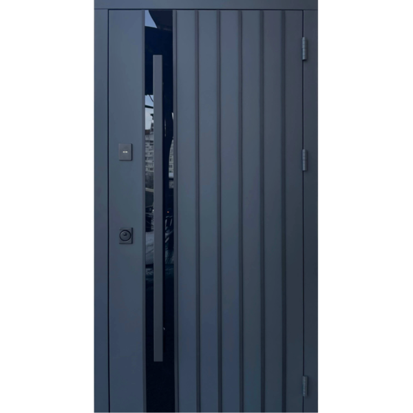 Вхідні двері Qdoors Стріт Арт (метал Антрацит 7021 фарба/МДФ біле дерево)